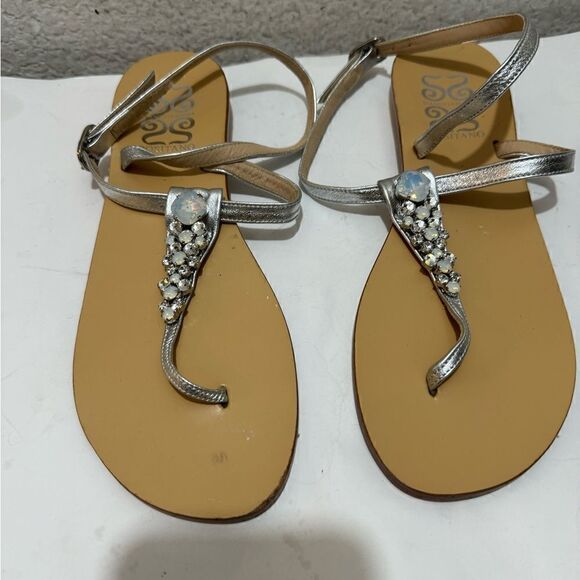 Positano Metallic silver Multicolor Jeweled Thong Sandal Made In Italy Size 10 - Picture 8 of 8